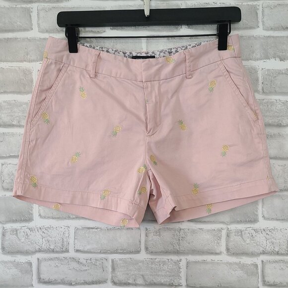 Jones & CO Pink Pineapples Embroidered Booty Shorts 2 Beach Summer Flirty - Picture 1 of 7